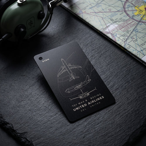 airline card on slate with a headset and a sectional